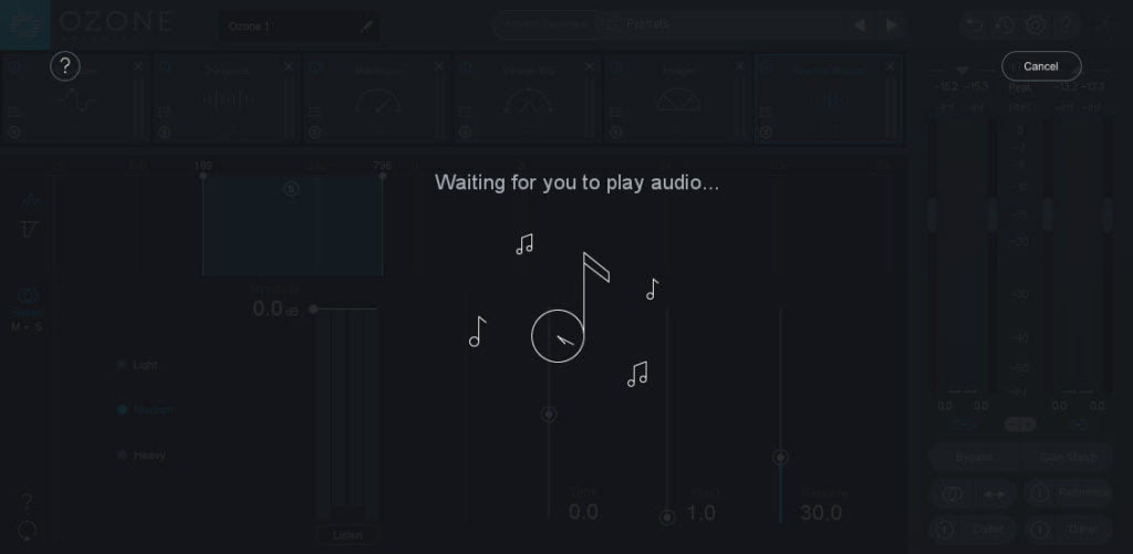 ozone 8 waiting for audio master